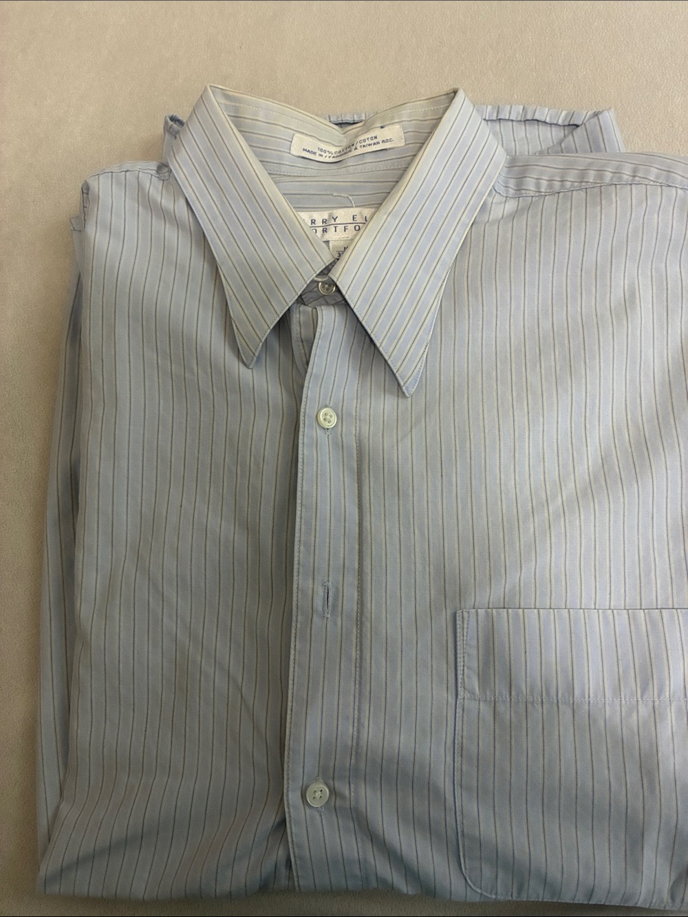 Perry Ellis Light Blue Pinstripe Dress Shirt
